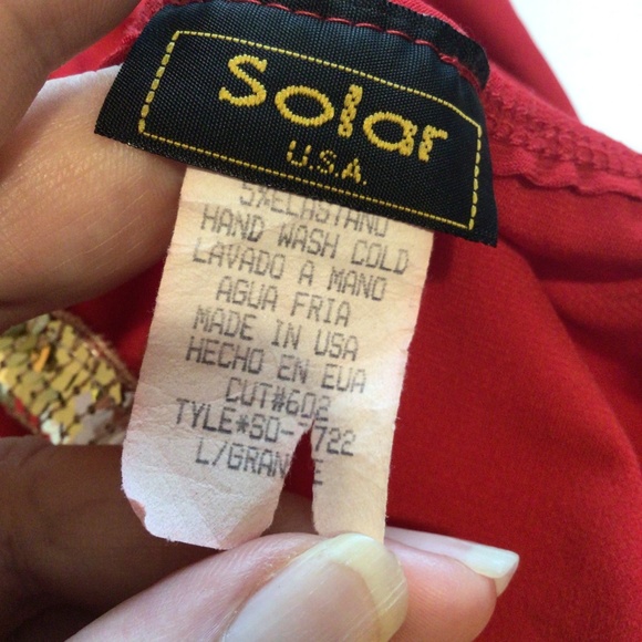 Vintage Solar Y2K Red Sequin Trim Cami Top Holiday Party Glam Sparkle Tank Retro - Picture 8 of 8